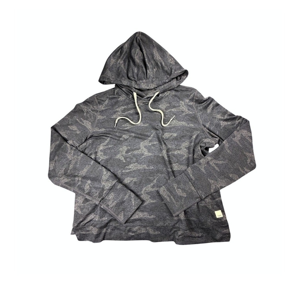 Vuori Halo Essential Hoodie M Charcoal Gray Camo Performance Athleisure Pullover